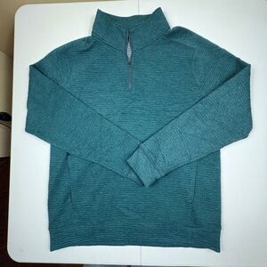 VRST‎ Men's Quarter Zip Textured Pullover Green Mock Neck Size M